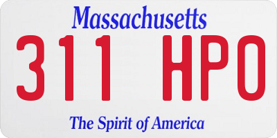MA license plate 311HP0