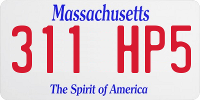 MA license plate 311HP5