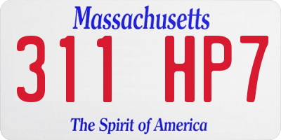 MA license plate 311HP7