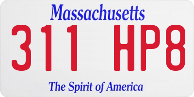 MA license plate 311HP8