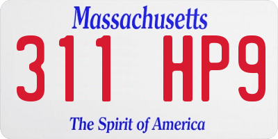 MA license plate 311HP9