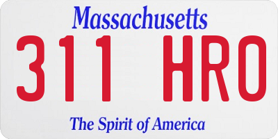 MA license plate 311HR0