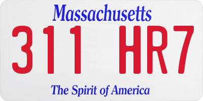 MA license plate 311HR7