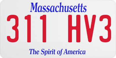 MA license plate 311HV3