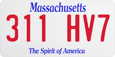 MA license plate 311HV7