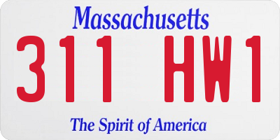 MA license plate 311HW1