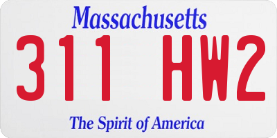 MA license plate 311HW2