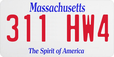 MA license plate 311HW4