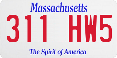 MA license plate 311HW5