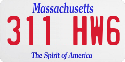 MA license plate 311HW6