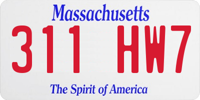 MA license plate 311HW7