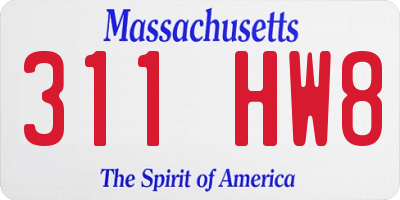 MA license plate 311HW8