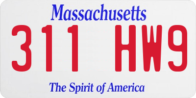 MA license plate 311HW9