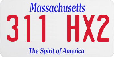 MA license plate 311HX2