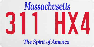 MA license plate 311HX4