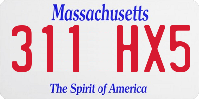 MA license plate 311HX5