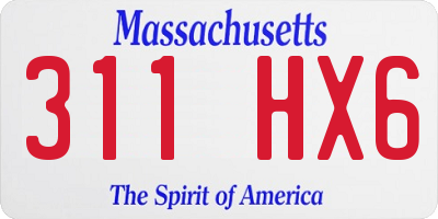 MA license plate 311HX6