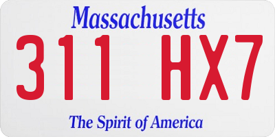 MA license plate 311HX7