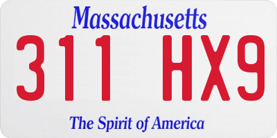 MA license plate 311HX9
