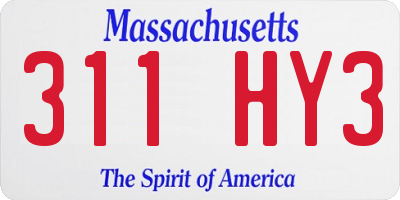MA license plate 311HY3