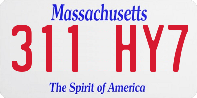 MA license plate 311HY7