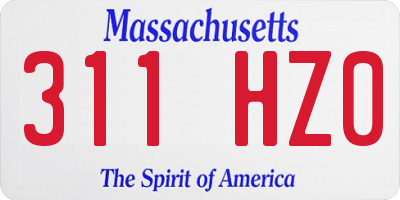 MA license plate 311HZ0