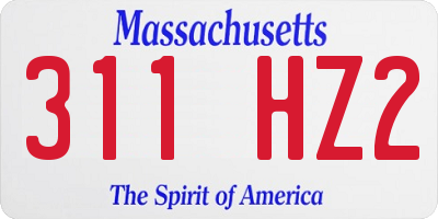 MA license plate 311HZ2