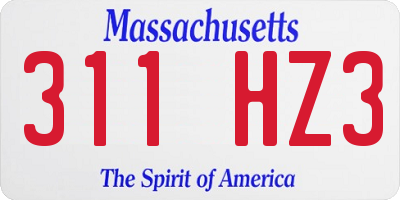 MA license plate 311HZ3