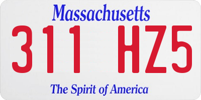 MA license plate 311HZ5
