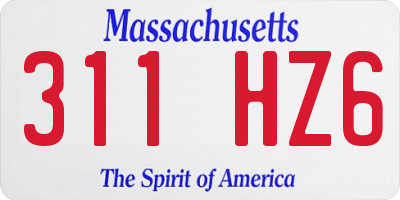 MA license plate 311HZ6