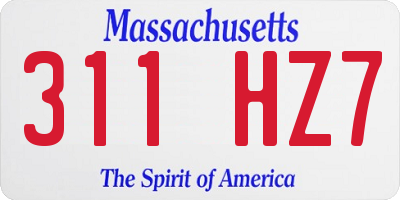 MA license plate 311HZ7