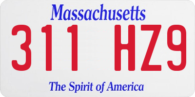 MA license plate 311HZ9