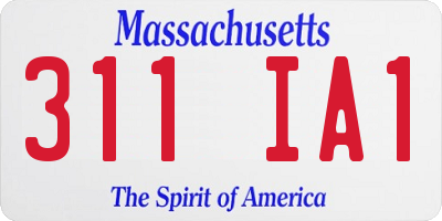 MA license plate 311IA1