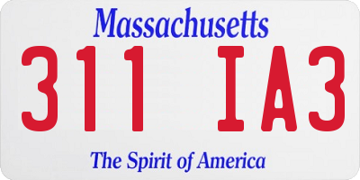 MA license plate 311IA3