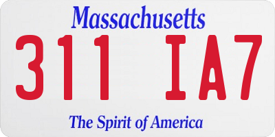MA license plate 311IA7