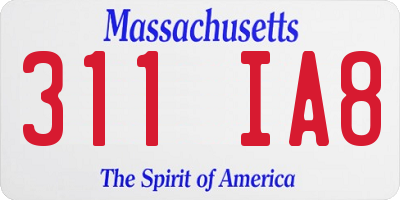 MA license plate 311IA8