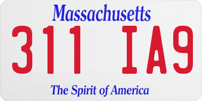 MA license plate 311IA9