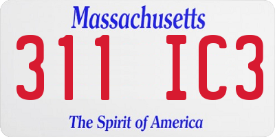 MA license plate 311IC3