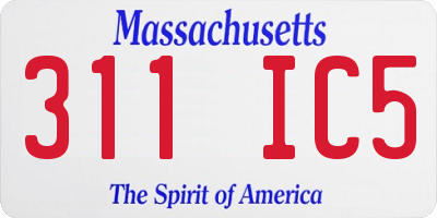 MA license plate 311IC5