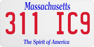 MA license plate 311IC9