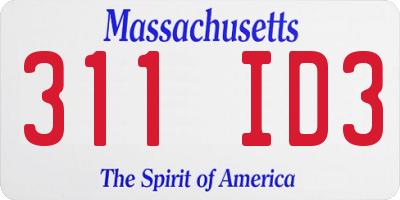 MA license plate 311ID3