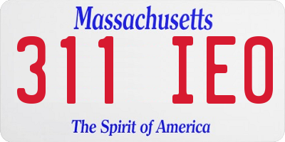 MA license plate 311IE0