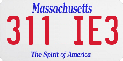 MA license plate 311IE3