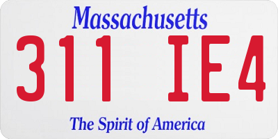 MA license plate 311IE4