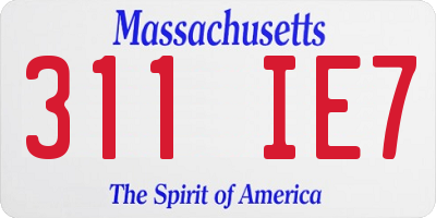 MA license plate 311IE7