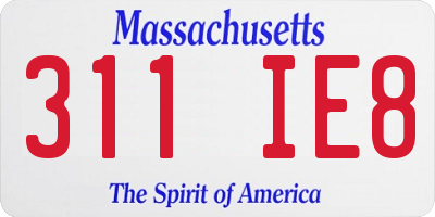MA license plate 311IE8
