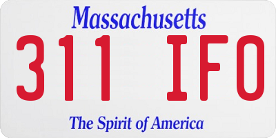 MA license plate 311IF0