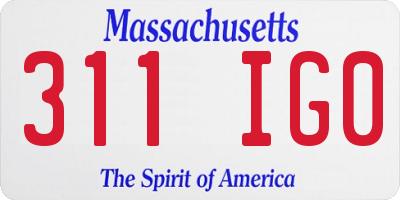 MA license plate 311IG0