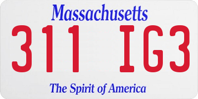 MA license plate 311IG3
