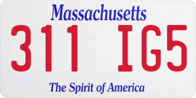 MA license plate 311IG5
